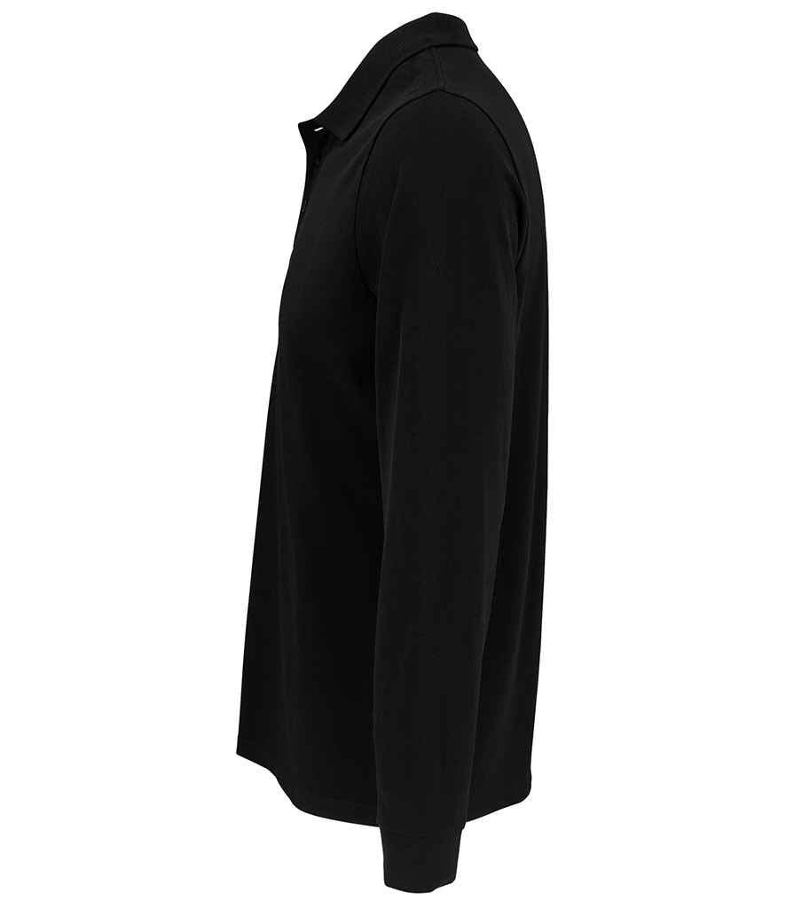SOL'S Unisex Prime Long Sleeve Piqué Polo Shirt | Black - Image 3