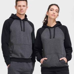 SOL'S Unisex Seattle Contrast Raglan Hoodie | Charcoal Marl/Black