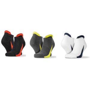 Spiro 3 Pack Sports Sneaker Socks | Black/Red