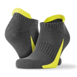 Spiro 3 Pack Sports Sneaker Socks | Grey/Lime Green
