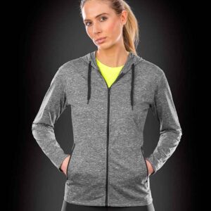 Spiro Ladies Hooded T-Shirt Jacket | Marl Grey