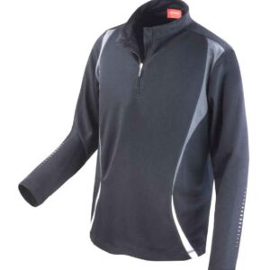 Spiro Unisex Zip Neck Trial Training Top | Black/Grey/White