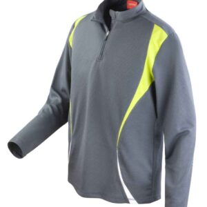 Spiro Unisex Zip Neck Trial Training Top | Grey/Lime Green/White