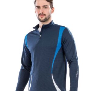 Spiro Unisex Zip Neck Trial Training Top | Navy/Royal Blue/White