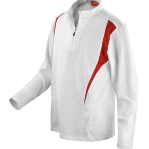 Spiro Unisex Zip Neck Trial Training Top | White/Red/White