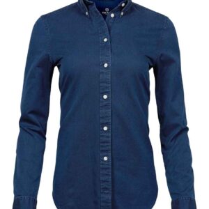 Tee Jays Ladies Long Sleeve Casual Twill Shirt- Indigo