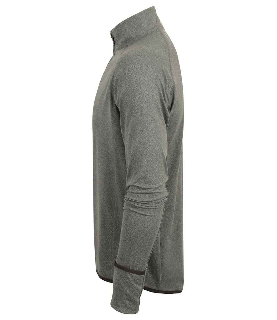Tombo Long Sleeve Zip Neck Performance Top | Grey Marl - Image 3