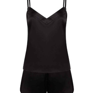 Towel City Ladies Satin Cami Short PJ's | Black