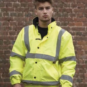 Warrior Hi-Vis Fleece Lined Bomber Jacket | Fluorescent Yellow