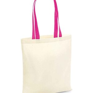 Westford Mill Bag For Life - Contrast Handles | Natural/Fuchsia