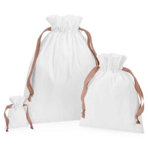 Westford Mill Cotton Bag Ribbon Drawstring | Soft White/Rose Gold