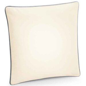 Westford Mill Fairtrade Piped Cushion Cover | Natural/Light Grey
