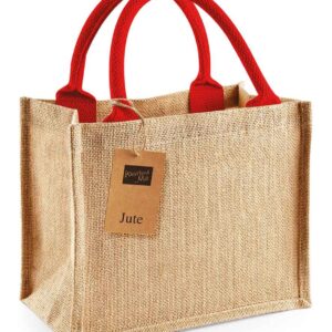 Westford Mill Jute Mini Gift Bag | Natural/Bright Red