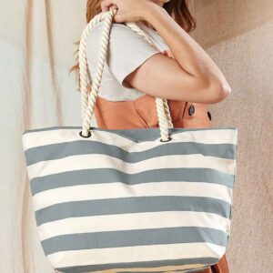 Westford Mill Nautical Beach Bag | Natural/Grey
