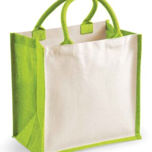 Westford Mill Printers Midi Jute Tote Bag | Apple Green