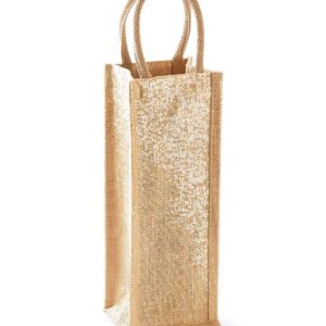 Westford Mill Shimmer Jute Bottle Bag | Natural Gold