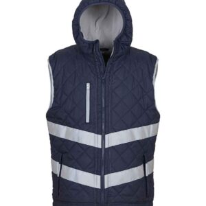 Yoko Hi-Vis Kensington Hooded Gilet | Navy