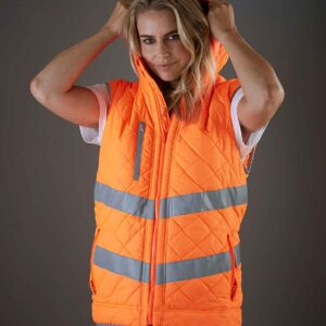Yoko Hi-Vis Kensington Hooded Gilet | Orange