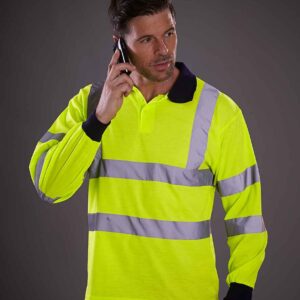 Yoko Hi-Vis Long Sleeve Polo Shirt | Yellow