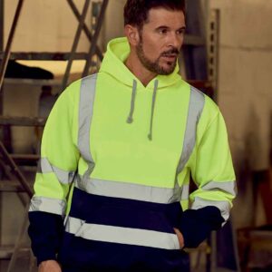 Yoko Hi-Vis Pull Over Hoodie | Yellow/Navy