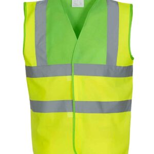 Yoko Hi-Vis Two Band and Braces Waistcoat | Lime Green/Yellow