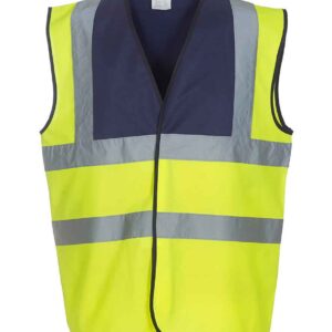 Yoko Hi-Vis Two Band and Braces Waistcoat | Navy/Yellow