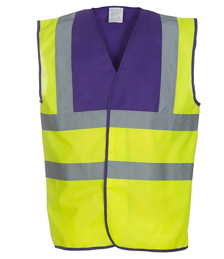 Yoko Hi-Vis Two Band and Braces Waistcoat | Purple/Yellow - Image 2
