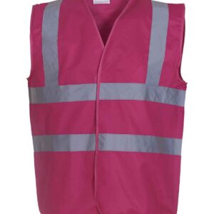 Yoko Hi-Vis Two Band and Braces Waistcoat | Raspberry