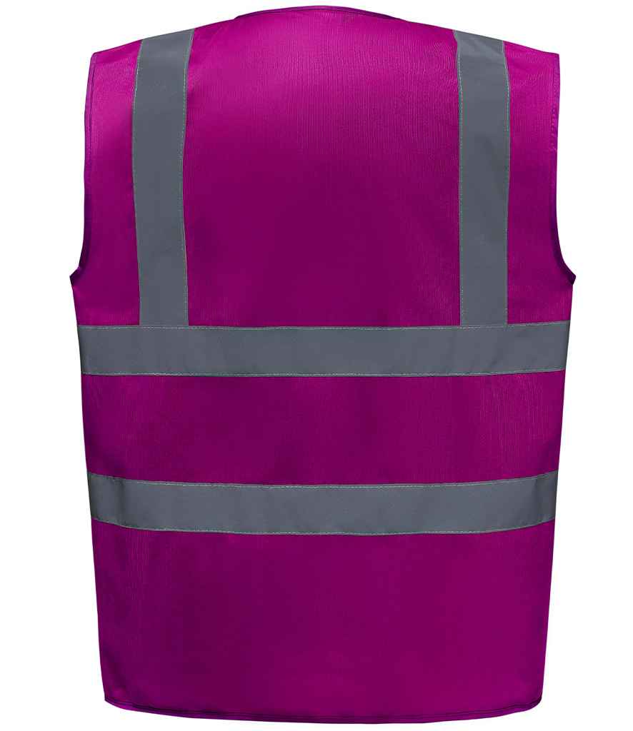 Yoko Hi-Vis Two Band and Braces Waistcoat | Raspberry - Image 2