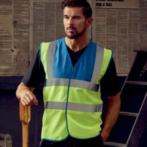 Yoko Hi-Vis Two Band and Braces Waistcoat | Royal Blue/Yellow