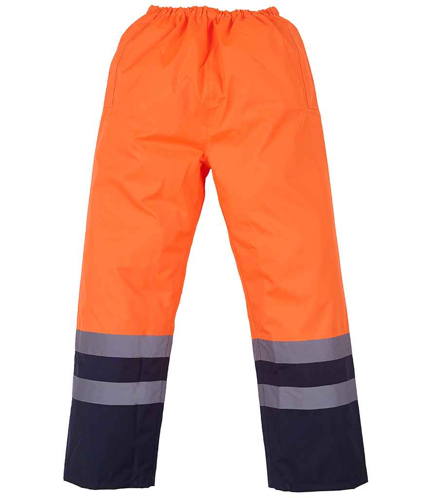 Yoko Hi-Vis Two Tone Waterproof Overtrousers | Orange/Navy - Image 2