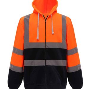 Yoko Hi-Vis Zip Hoodie | Orange/Navy