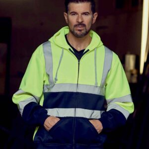 Yoko Hi-Vis Zip Hoodie | Yellow/Navy