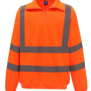Yoko Hi-Vis Zip Neck Sweatshirt | Orange