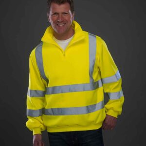 Yoko Hi-Vis Zip Neck Sweatshirt | Yellow
