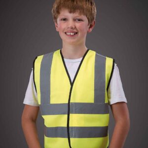 Yoko Kids Hi-Vis Two Band and Braces Waistcoat | Yellow