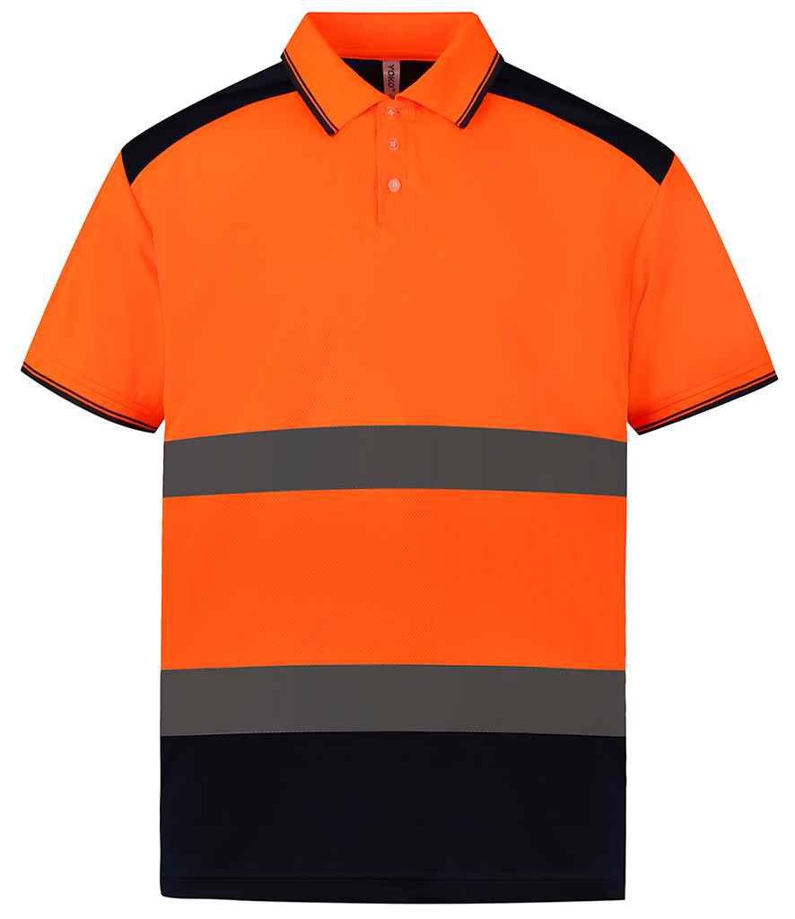 Yoko Two Tone Short Sleeve Polo Shirt | Orange/Navy