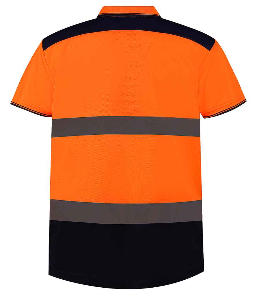 Yoko Two Tone Short Sleeve Polo Shirt | Orange/Navy - Image 2